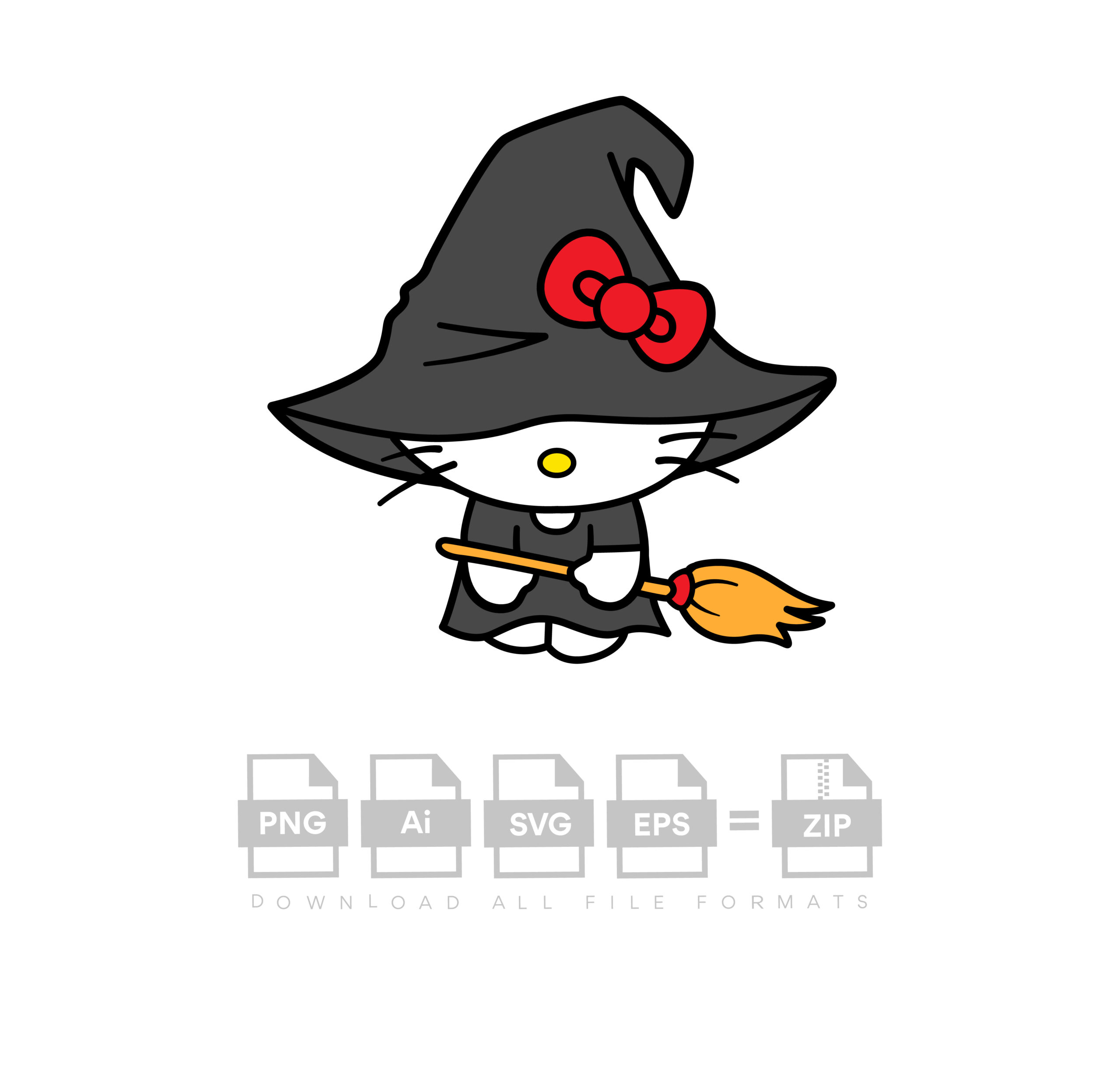 Hello Kitty Witch Vector Halloween Vector Cut File Cricut Vector