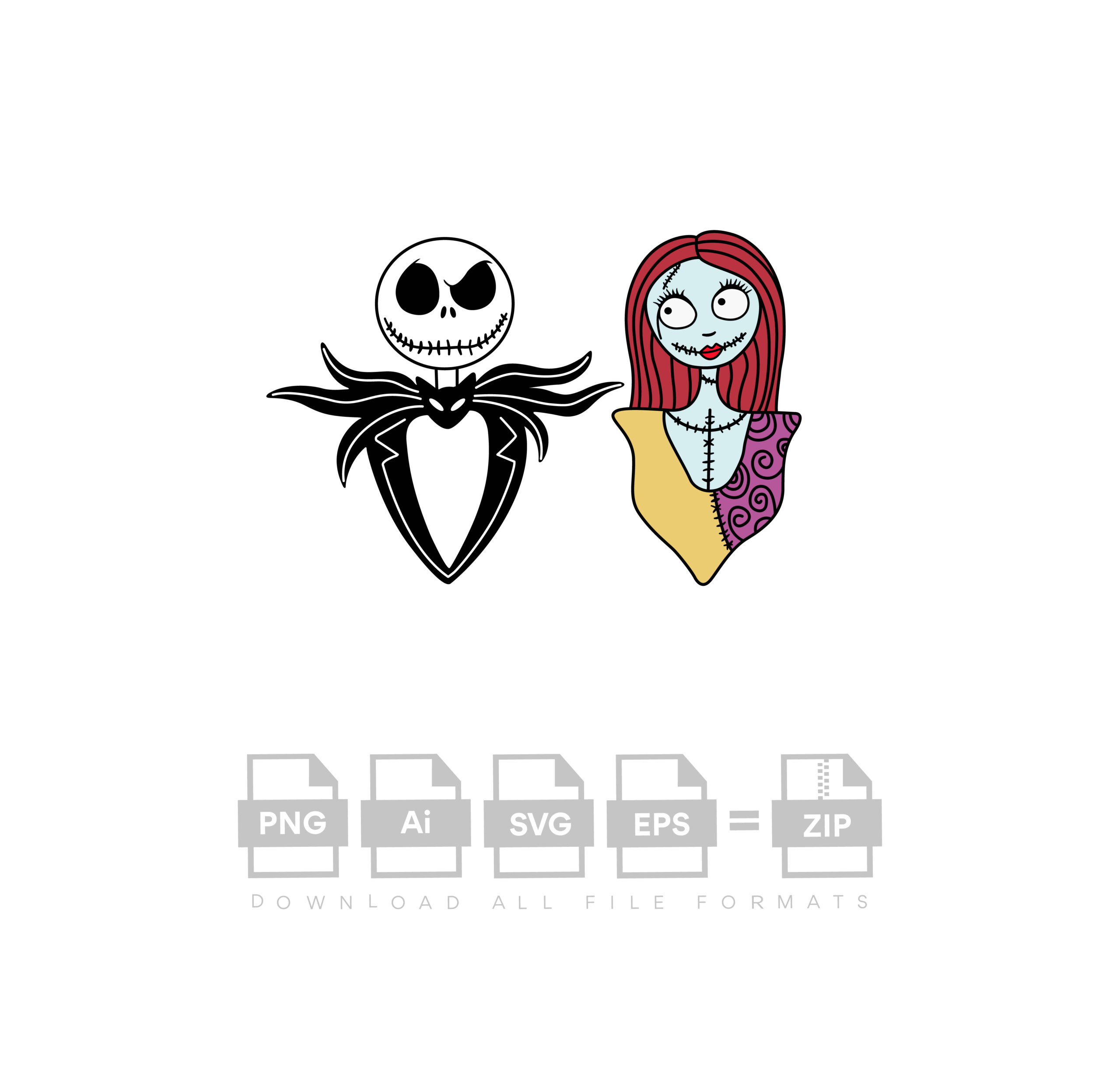 Jack And Sally Vector Halloween Vector Skeleton Vector Nightmare Vector Cut File Cricut Vector