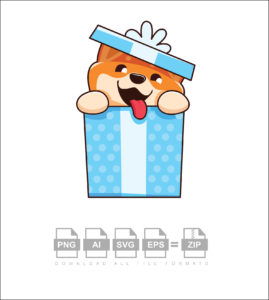 Kawaii Dog Gift Box  Vector