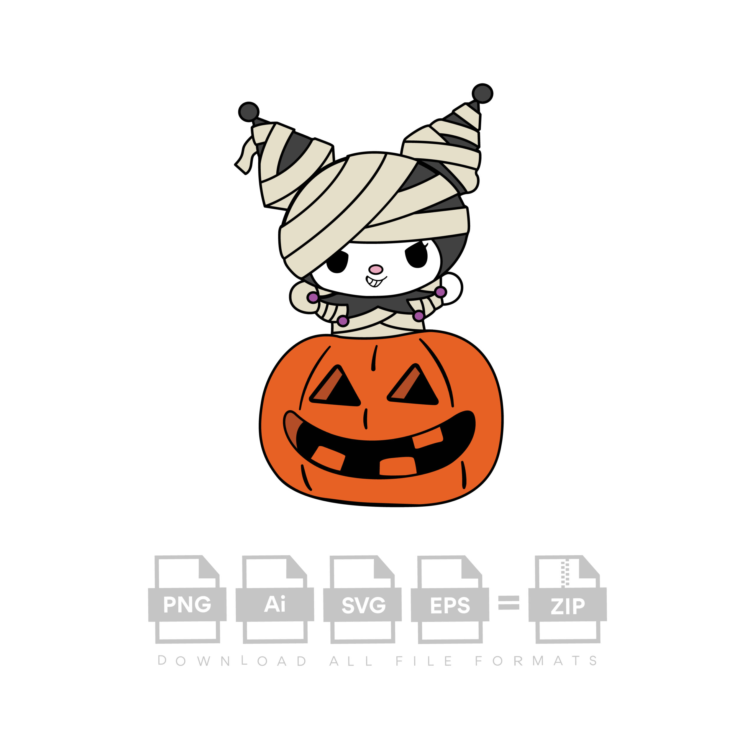 Kuromi Mummy Vector Kuromi With Pumpkin Vector Halloween Vector Cut File Cricur Vector