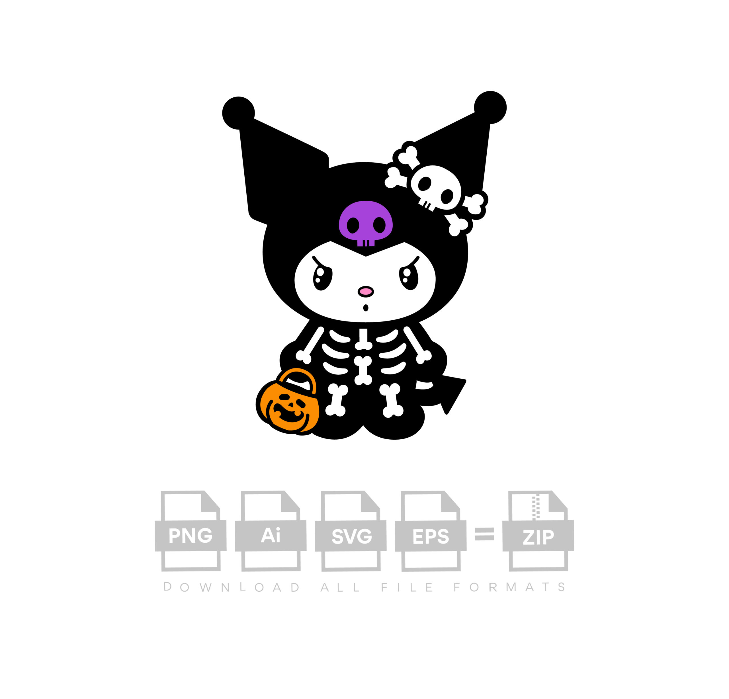 Kuromi Skeleton Vector Halloween Vector