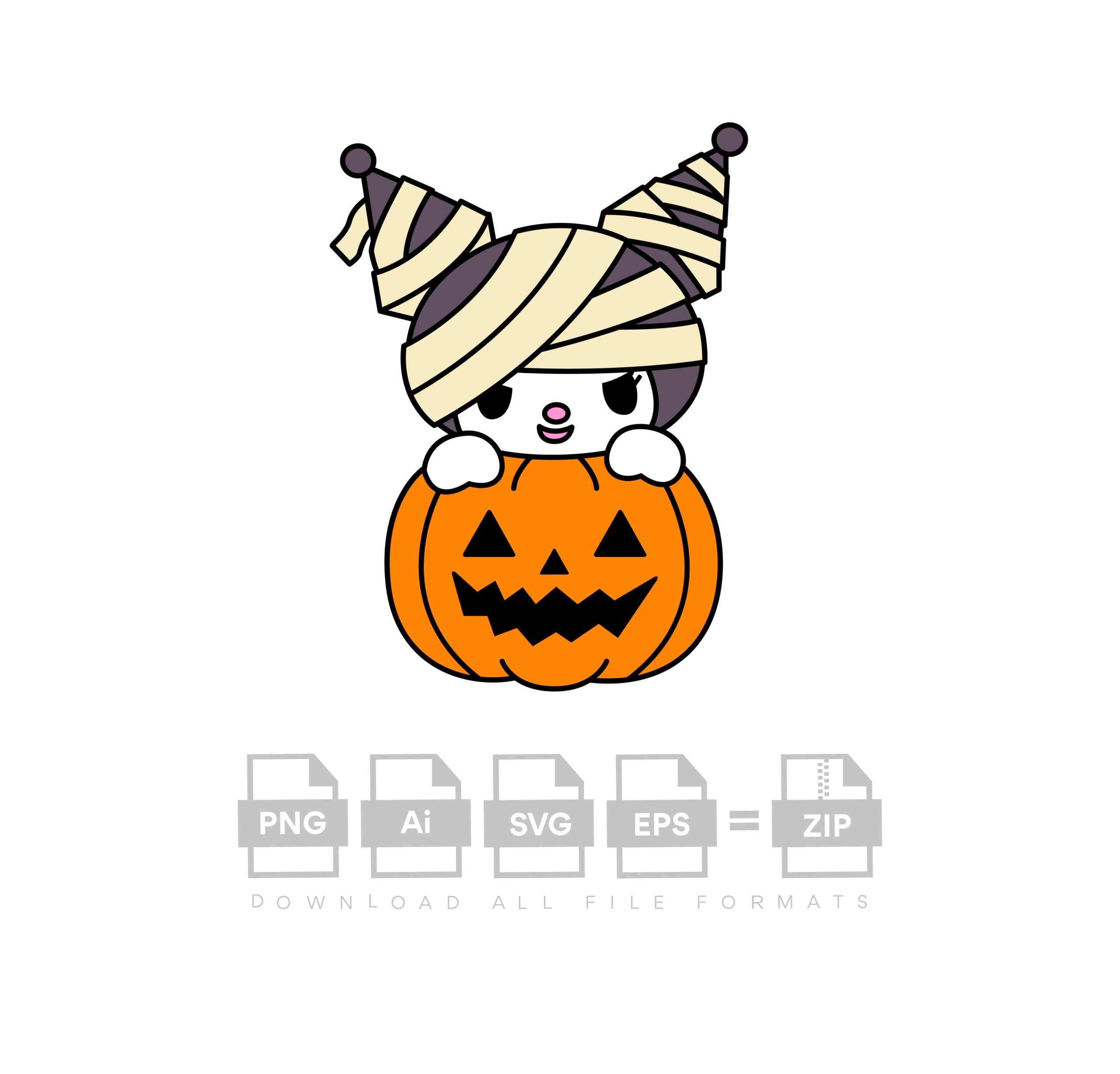 Kuromi With Pumpkin Vector Halloween Vector