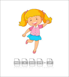 Little Girl With Happy Vector