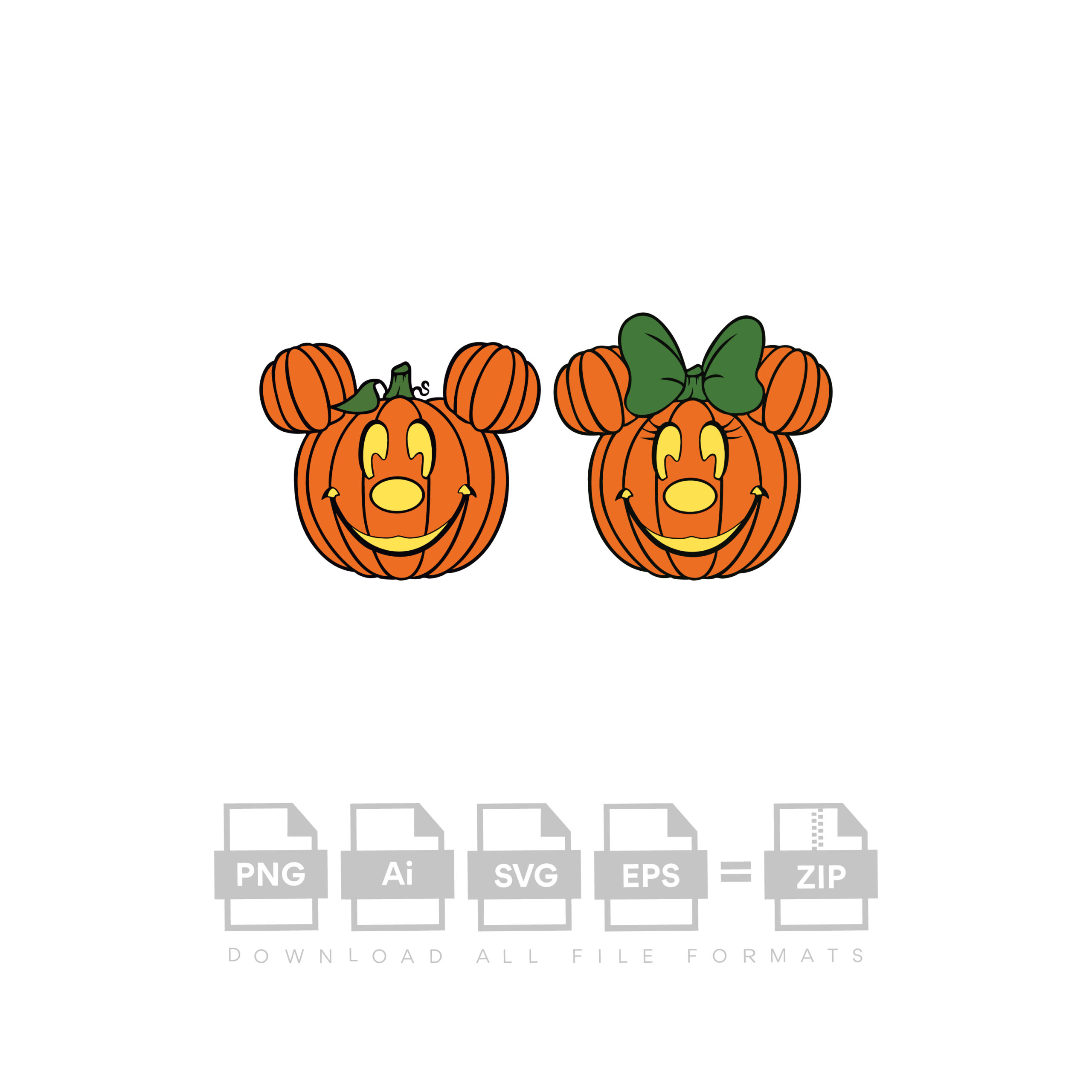 Mickey Minnie Punpkin Halloween Cut File Cricut Vector