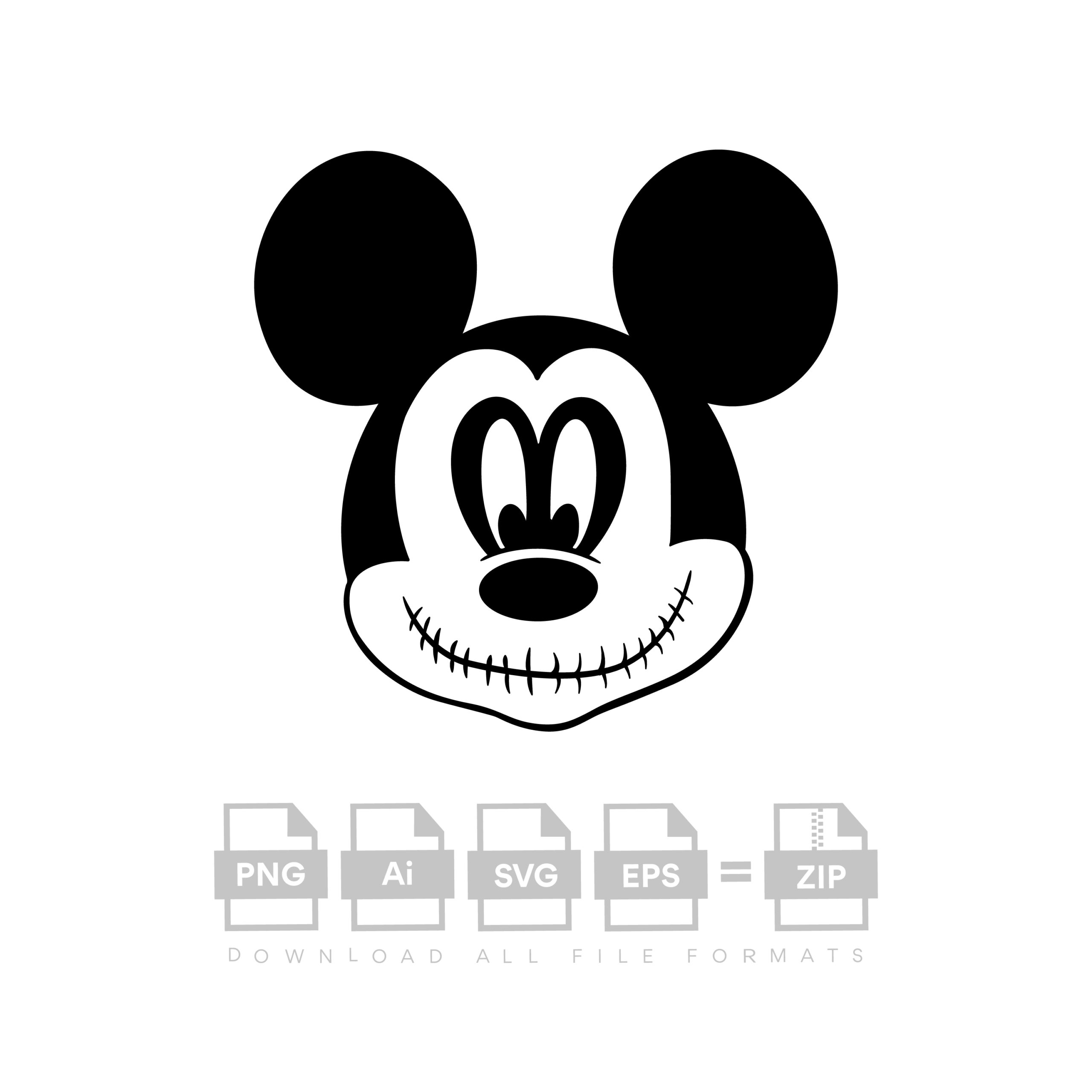 Mickey Mouse Jack Skellington Vector Halloween Vector Cut File Cricut Vector