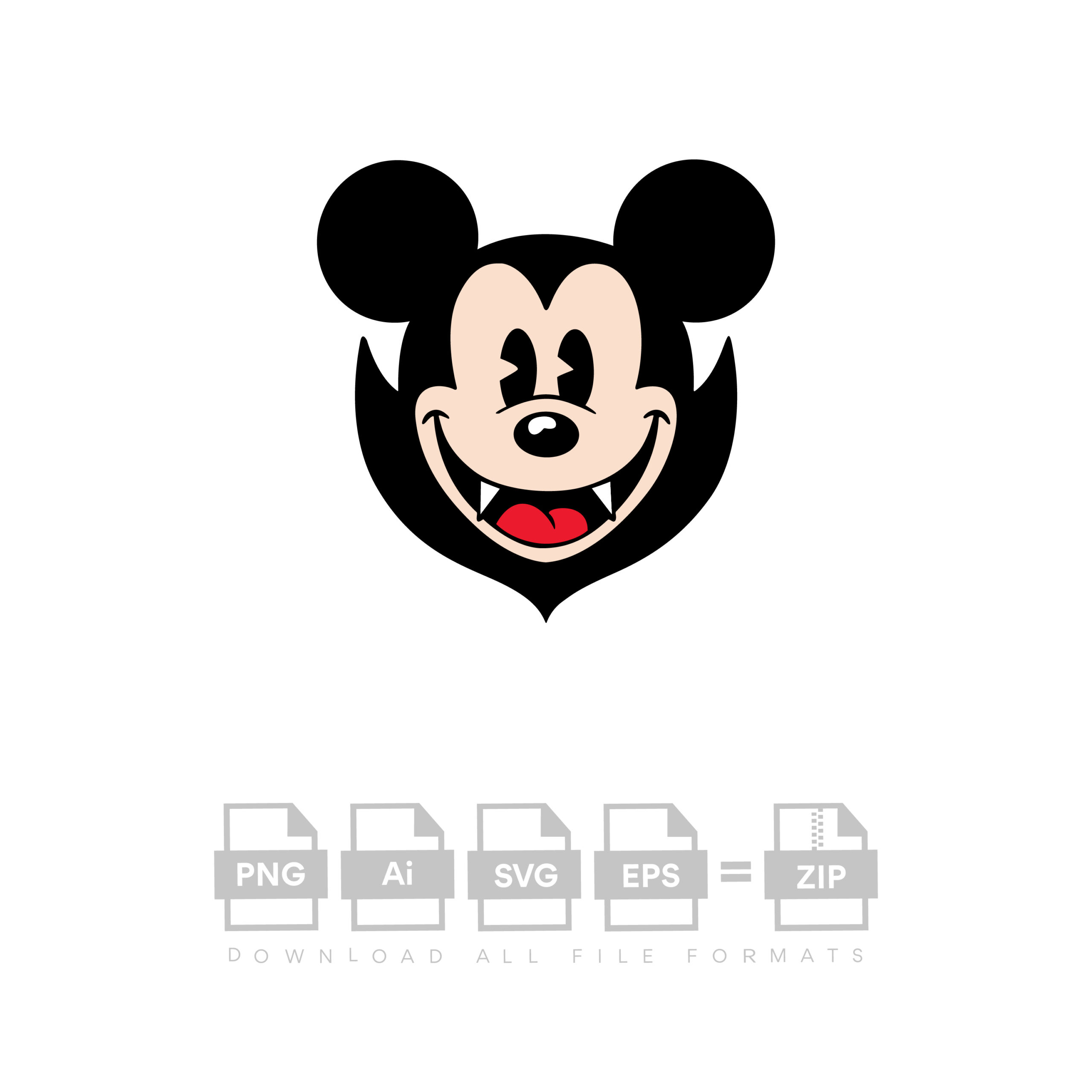 Mickey Mouse Vampire Mickey Halloween Cut File Cricut Vector