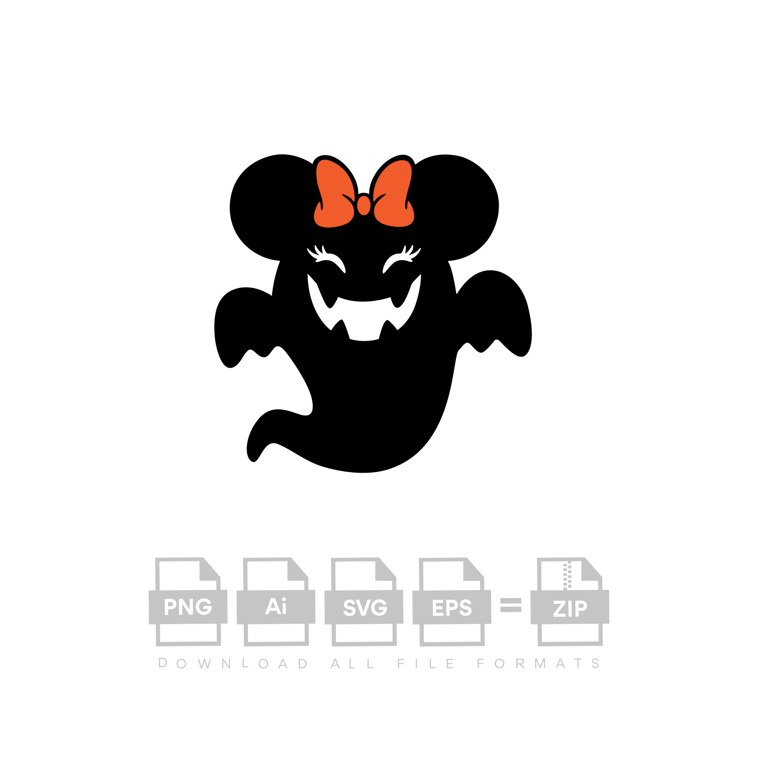 Minnie Mouse Ghost Halloween Vector Cut File Cricut Vector