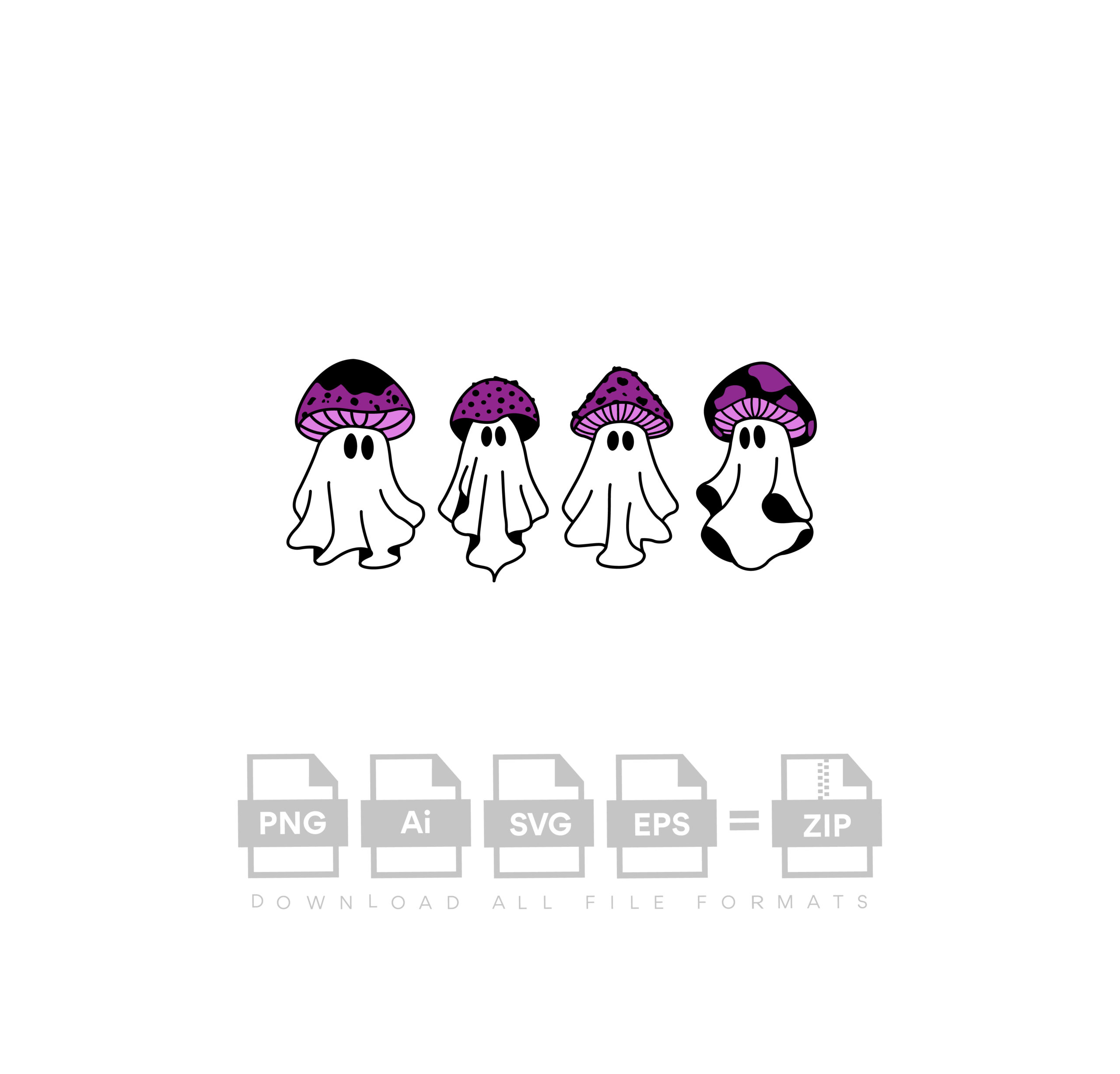Mushroom Ghost Bundle Spooky Season Vector Halloween Vector Cut File Cricut Vector