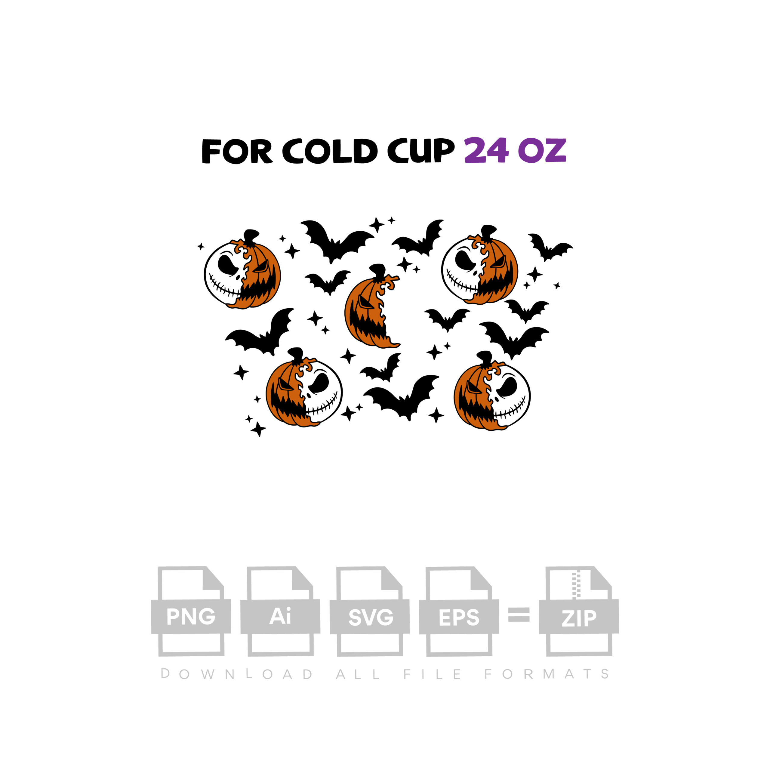 Pumpkin Jack Skellington Full Wrap Vector Jack Skellington Vector Cut File Cricut Vector