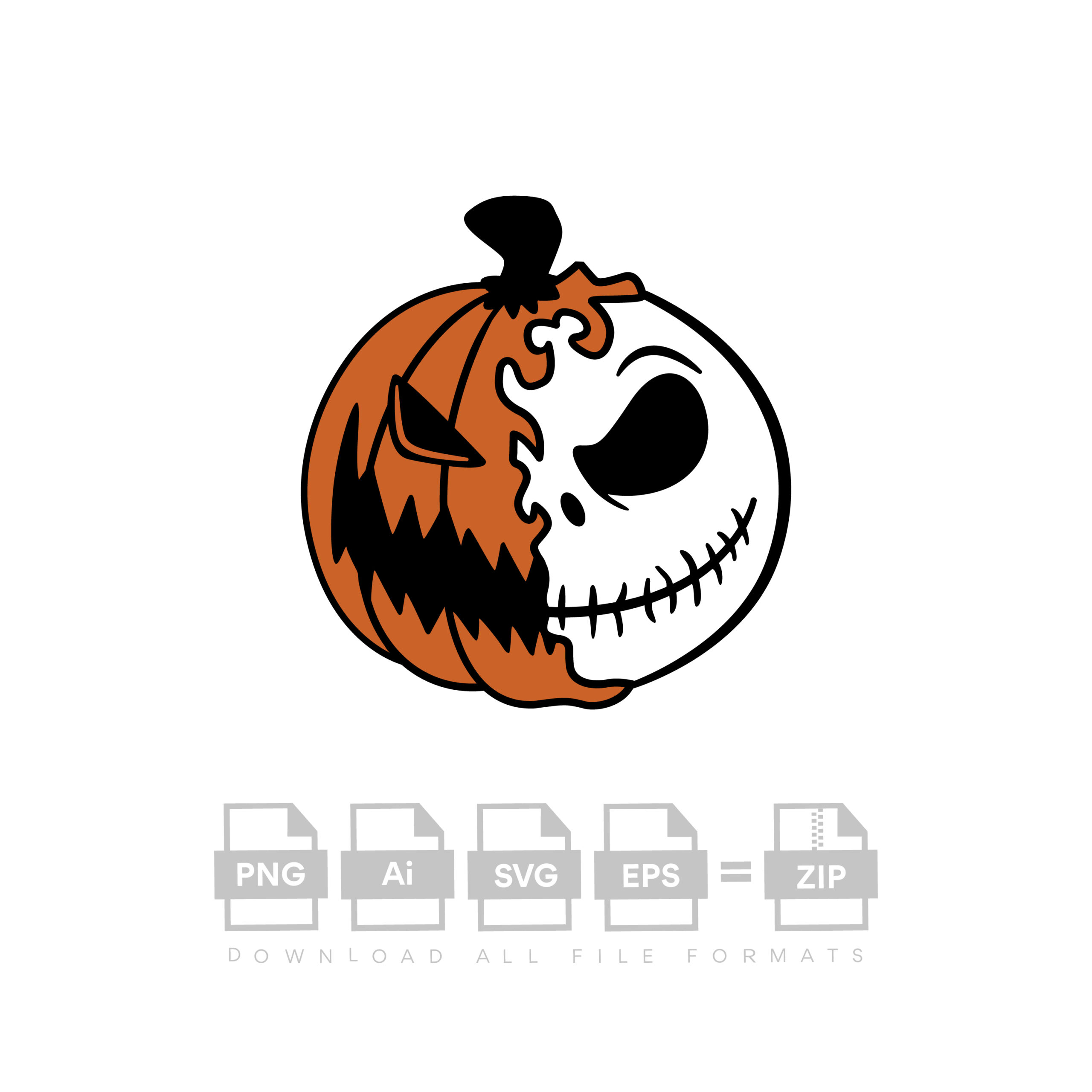 Pumpkin Jack Skellington Vector Halloween Vector Cut File Cricut Vector
