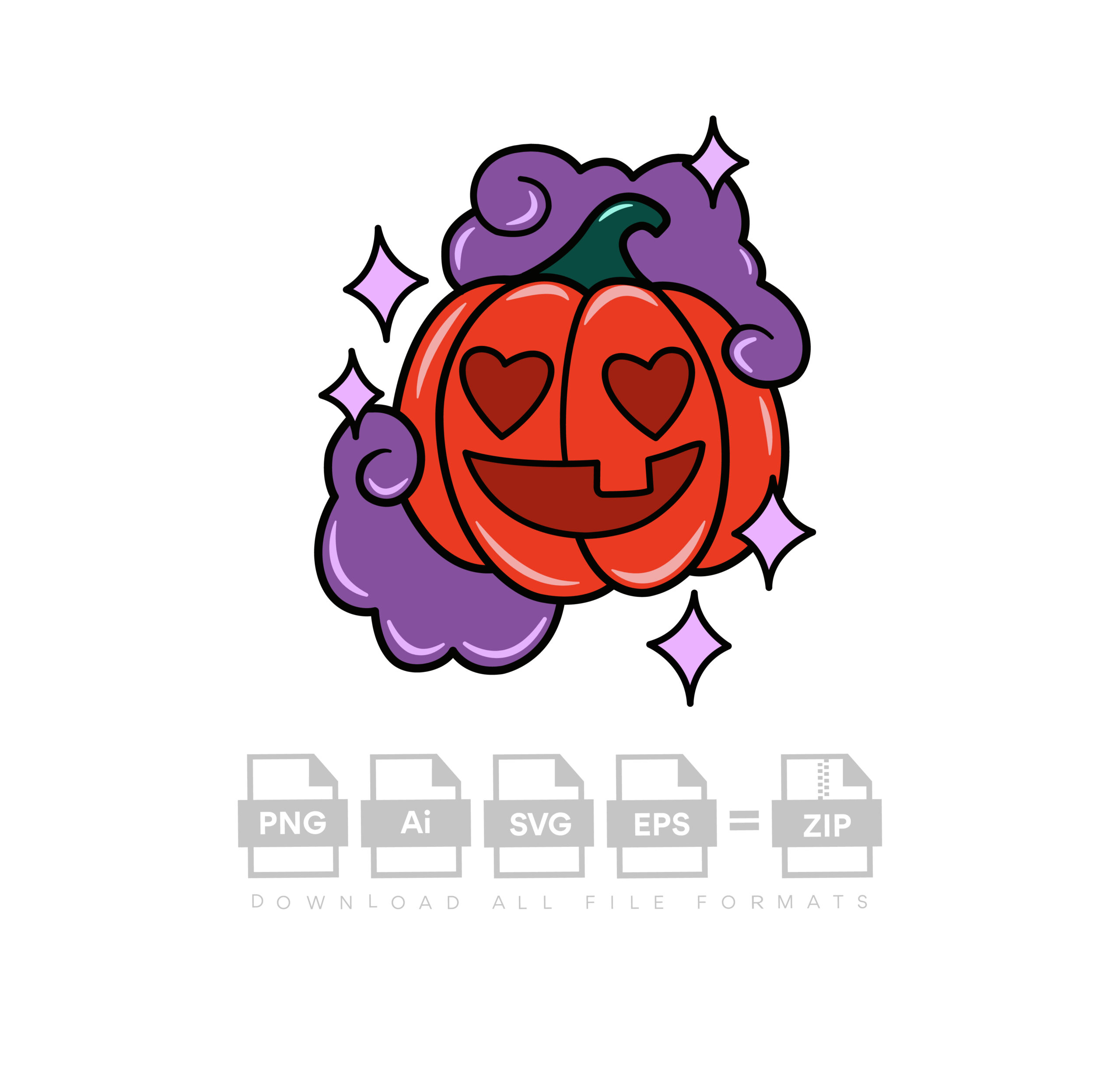 Pumpkin With Clouds Vector Halloween Vector Cut File Cricut Vector