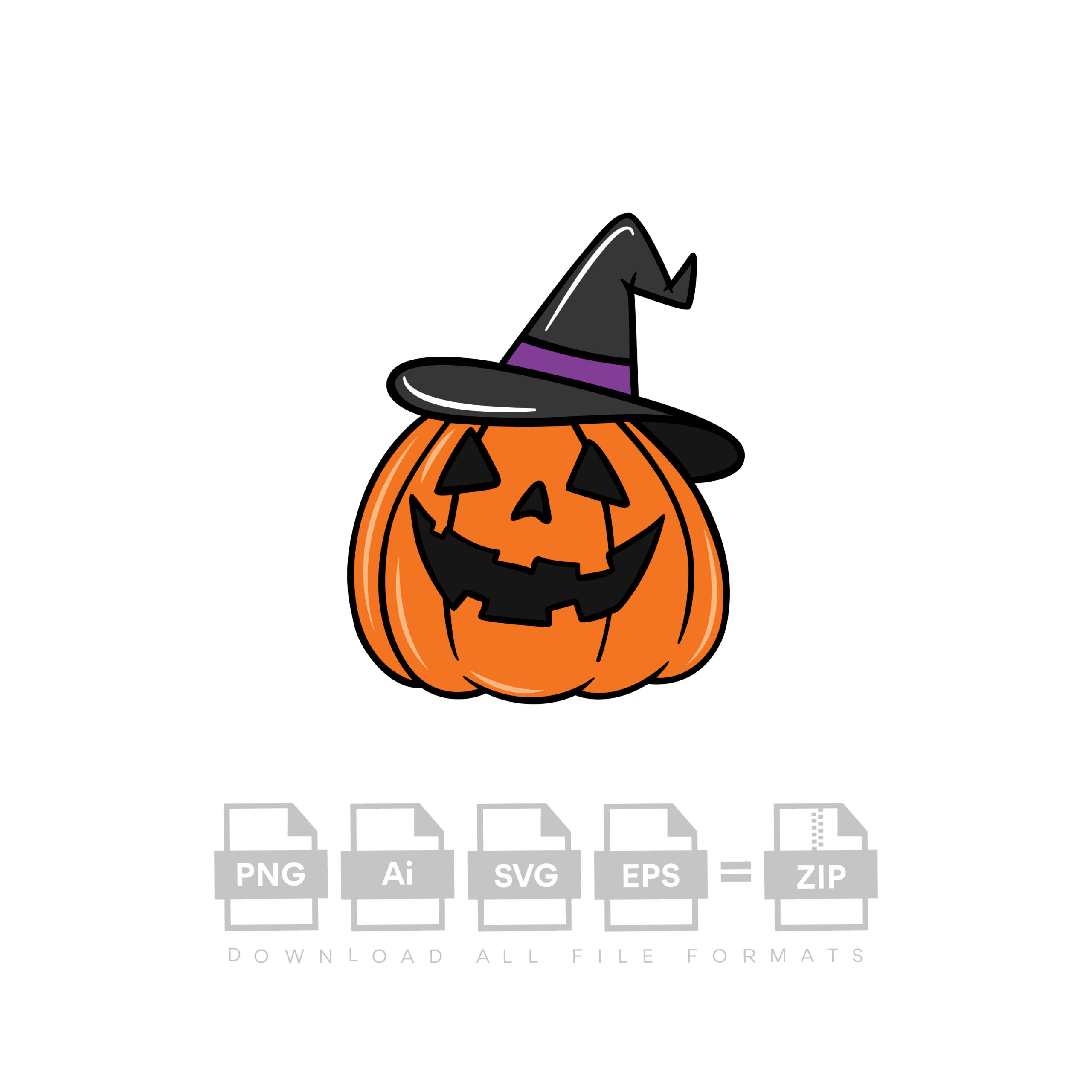 Pumpkin With Hat Vector Halloween Pumpkin Vector Cut File Cricut Vector