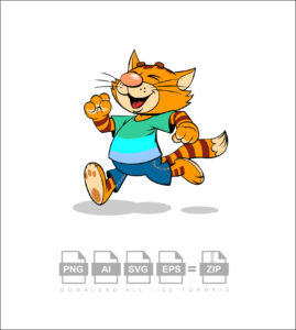 Red Smiling Cat Points His Finger Vector