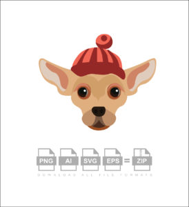 Russian Toy Terrier Dog Wearing Red Hat Portrait Vector Image