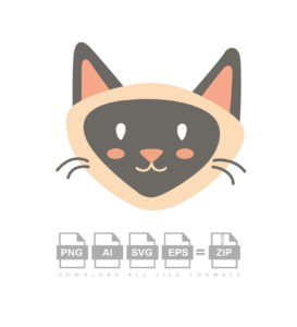 Simple Cute Cat Face Vector