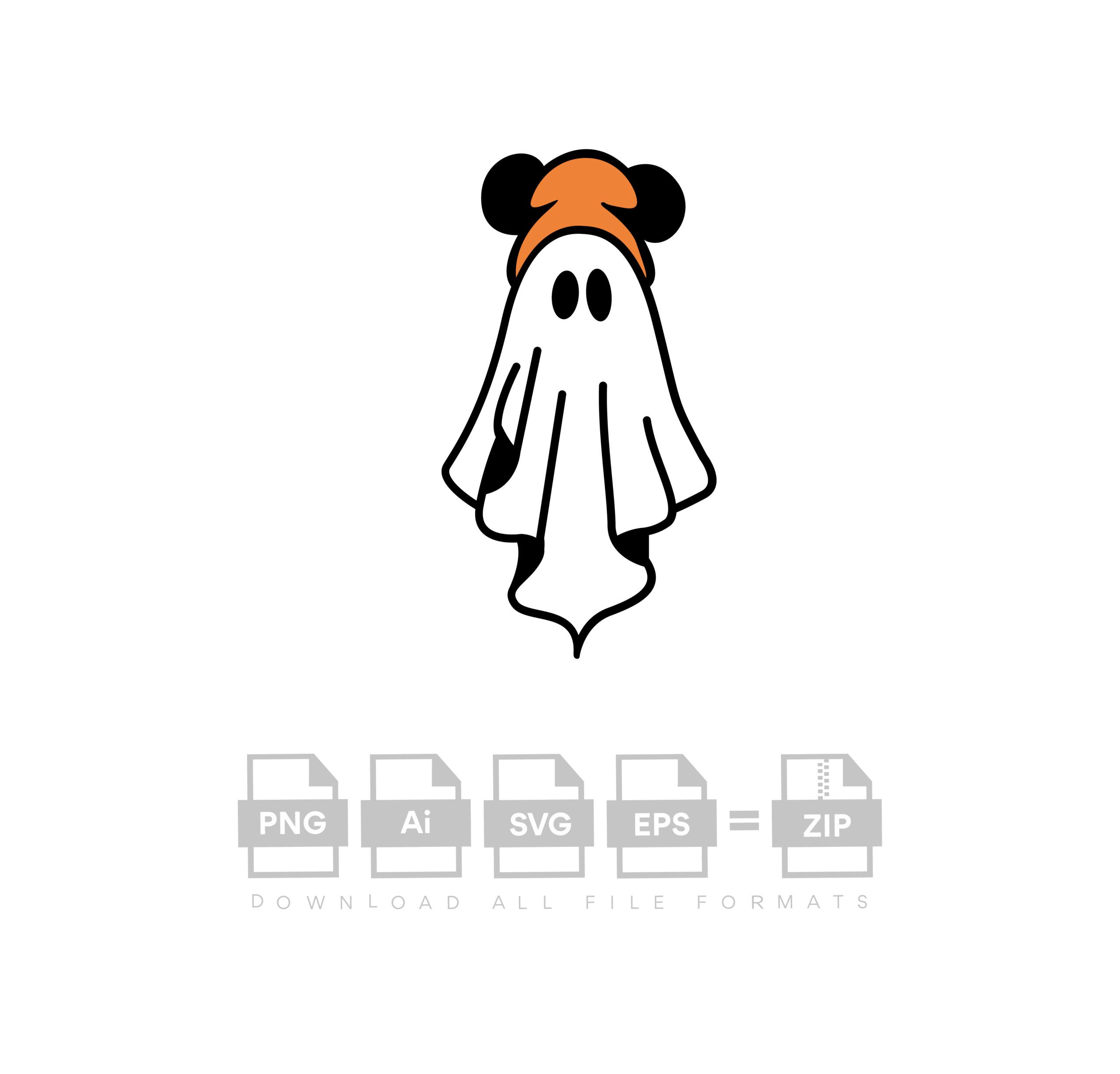 Spooky Ghost Mickey Halloween Vector