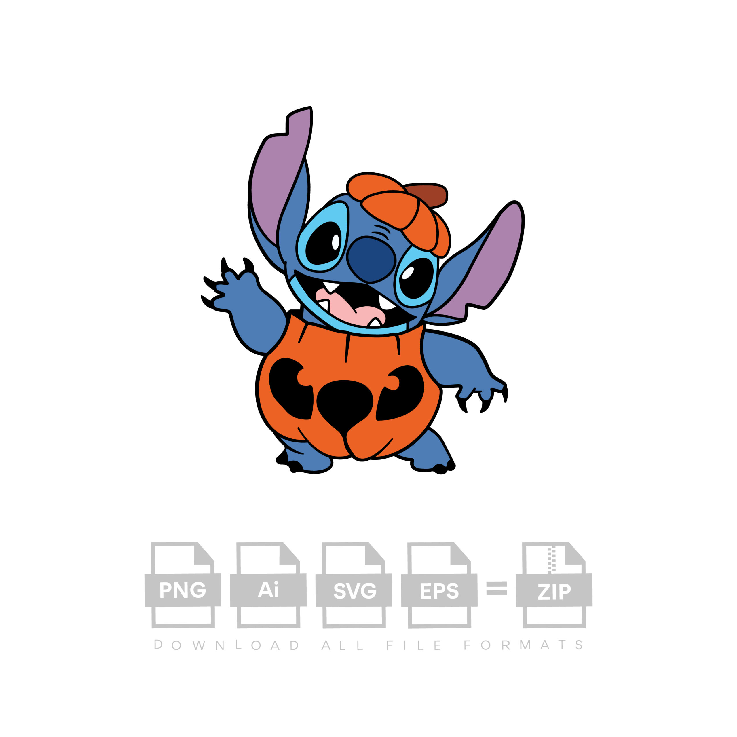 Stitch With Pumpkin Vector Halloween Vector Cut File Cricut Vector