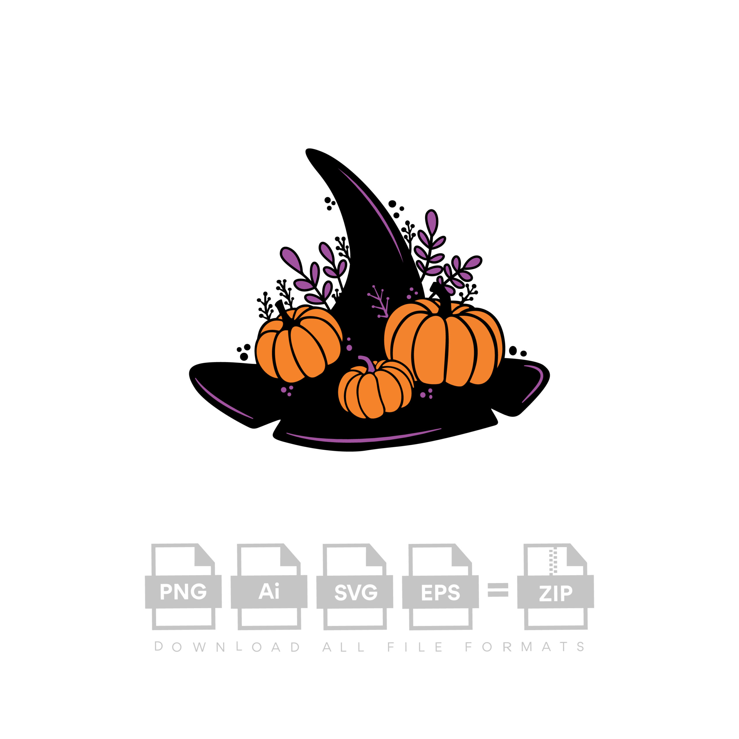 Witch Hat Vector Floral Witch Hat Vector Halloween Vector Cut File Cricut Vector