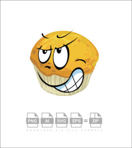 Angry Muffin Cartoon With Arrogant Vector