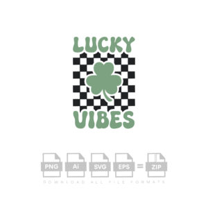 Checkered Lucky Vibes Vector Shamrock Vector
