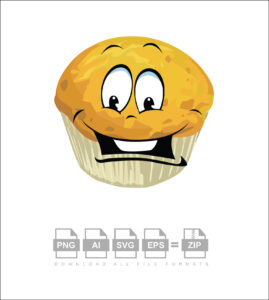 Cup Cake Emoji Funny Vector