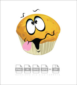 Cup Cake Funny Muffin Cartoon With Arrogant Vector