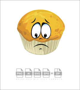 Cup Cake Sad Vector
