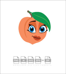 Cute Peach Cartoon Vector