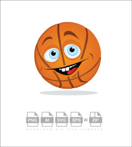 Happy Cartoon Basketball Vector