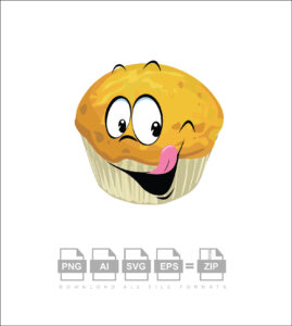 Multigrain Eggless  Muffin Cartoon With Arrogant Vector