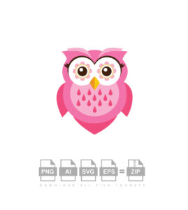 Owl Vector In Pink Color