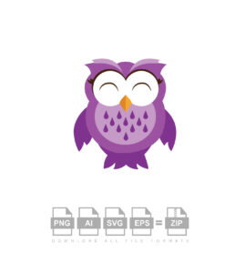 Owl Vector In Purple Color