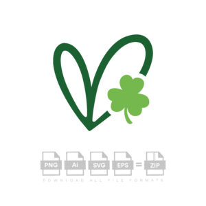 Shamrock Heart Vector St Patricks day Cut Vector
