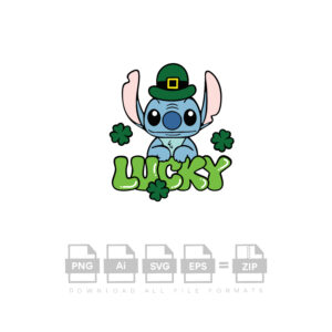 Stitch Lucky Vector St Patricks Day Vector
