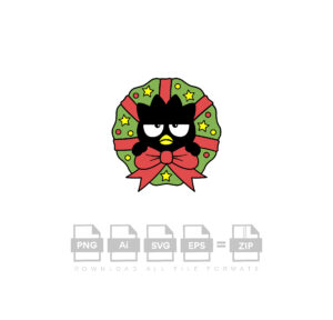 Badtz Maru Christmas Wreath Vector