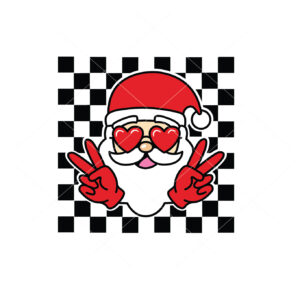 Checkered Peace Santa Vector Retro Christmas Vector