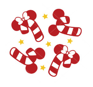 Christmas Mickey Minnie Candy Cane Desing Vector