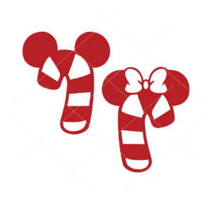 Christmas Mickey Minnie Candy Cane Vector