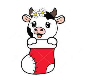 Cow In Christmas Stocking Vector