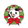 Cow In Christmas Wreath Cut Vector