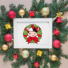 Cow In Christmas Wreath Vector