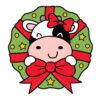 Cow In Christmas Wreath Vector