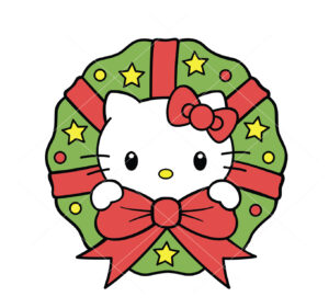 Hello Kitty Christmas Wreath Vector