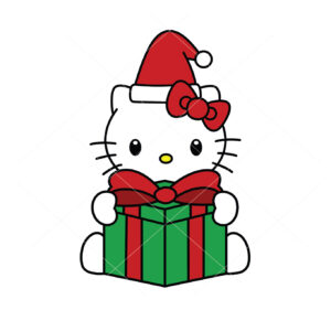 Hello Kitty With Christmas Gift Vector