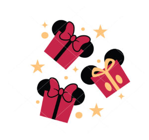 Mickey And Minnie Christmas Present Vector