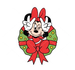 Minnie Mouse Christmas Wreath Vector