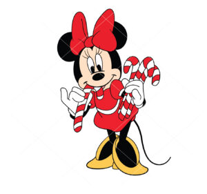 Minnie Mouse With Christmas Candy Vector