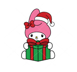 My Melody With Christmas Gift Vector