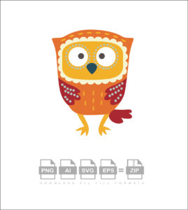 Orange Cute Owl Vector