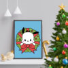 Pochacco Christmas Wreath Vector